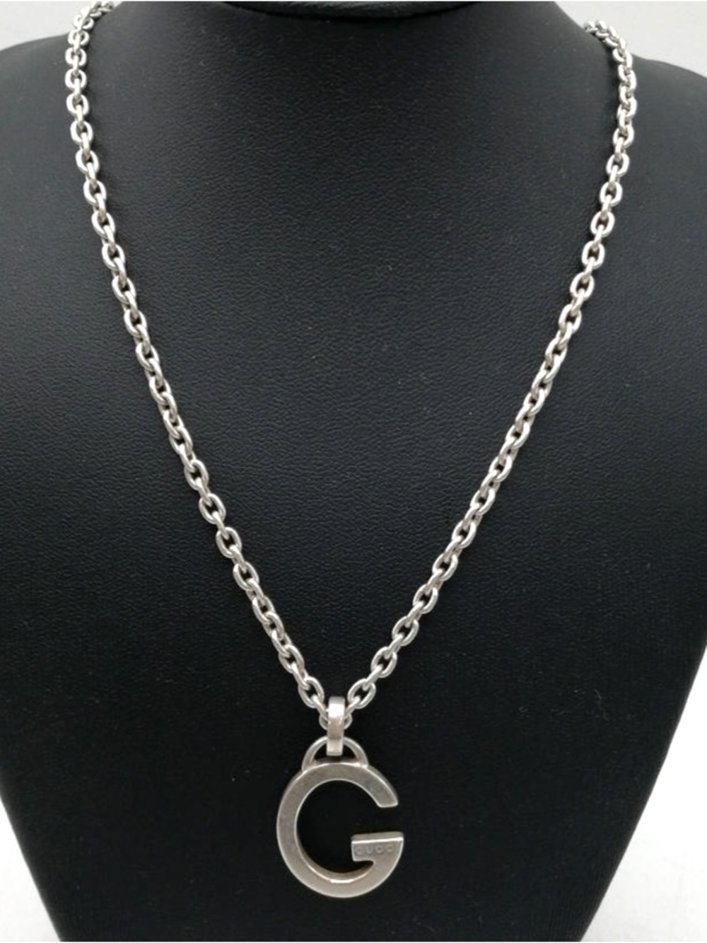 GUCCI G Logo Sterling Silver 925 Pendant Necklace Italy